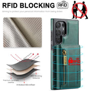 For Samsung Galaxy S24 Ultra 5G DG.MING M5 Series Zip RFID Multi Card Detachable Leather Phone Case(Green)
