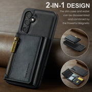 For Samsung Galaxy S24+ 5G DG.MING M5 Series Zip RFID Multi Card Detachable Leather Phone Case(Black)