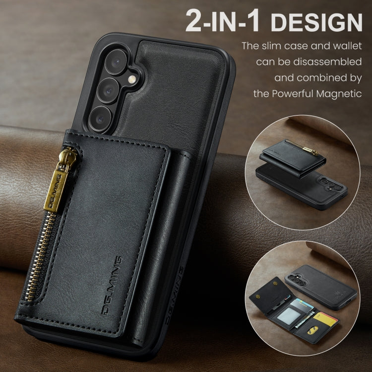 For Samsung Galaxy S24+ 5G DG.MING M5 Series Zip RFID Multi Card Detachable Leather Phone Case(Black)