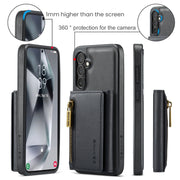 For Samsung Galaxy S24+ 5G DG.MING M5 Series Zip RFID Multi Card Detachable Leather Phone Case(Black)