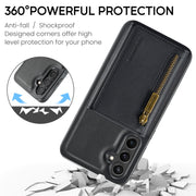 For Samsung Galaxy S24+ 5G DG.MING M5 Series Zip RFID Multi Card Detachable Leather Phone Case(Black)