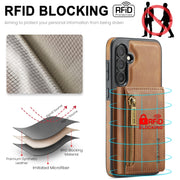 For Samsung Galaxy S24+ 5G DG.MING M5 Series Zip RFID Multi Card Detachable Leather Phone Case(Brown)