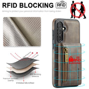 For Samsung Galaxy S24+ 5G DG.MING M5 Series Zip RFID Multi Card Detachable Leather Phone Case(Coffee)