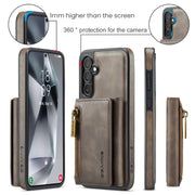 For Samsung Galaxy S24+ 5G DG.MING M5 Series Zip RFID Multi Card Detachable Leather Phone Case(Coffee)