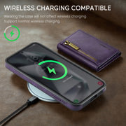 For Samsung Galaxy S24+ 5G DG.MING M5 Series Zip RFID Multi Card Detachable Leather Phone Case(Purple)