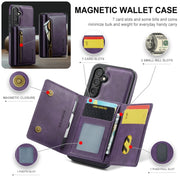 For Samsung Galaxy S24 5G DG.MING M5 Series Zip RFID Multi Card Detachable Leather Phone Case(Purple)