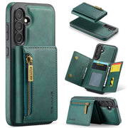 For Samsung Galaxy S24 5G DG.MING M5 Series Zip RFID Multi Card Detachable Leather Phone Case(Green)