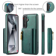 For Samsung Galaxy S24 5G DG.MING M5 Series Zip RFID Multi Card Detachable Leather Phone Case(Green)