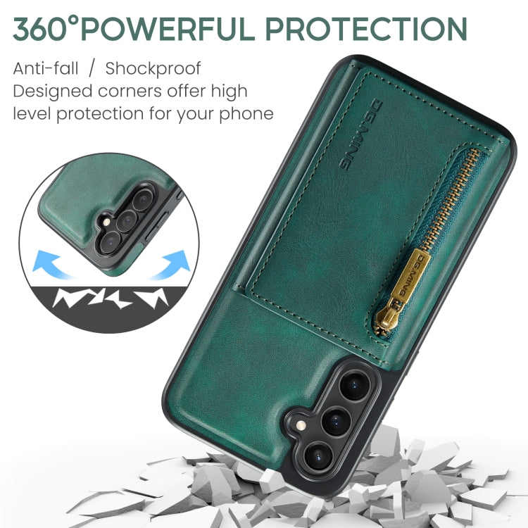 For Samsung Galaxy S24 5G DG.MING M5 Series Zip RFID Multi Card Detachable Leather Phone Case(Green)