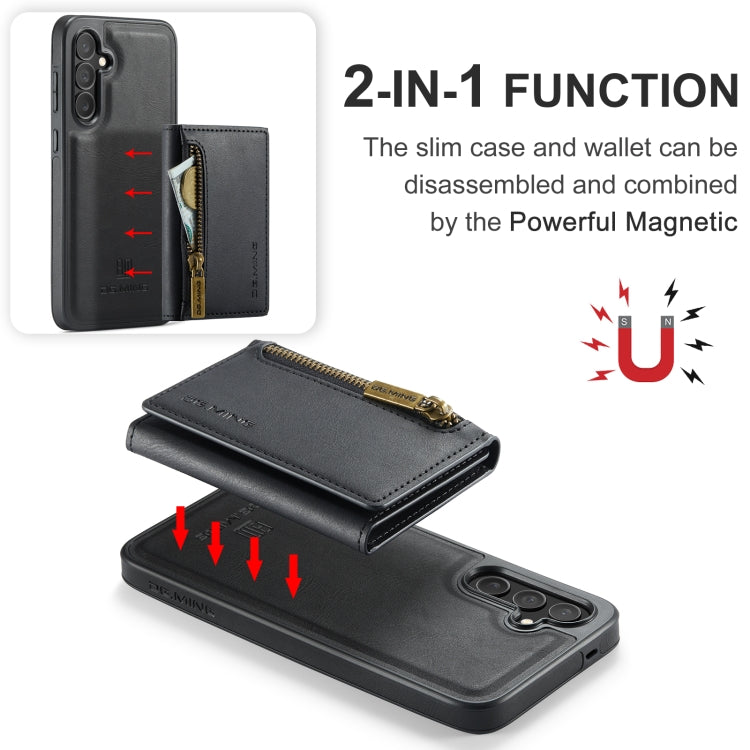 For Samsung Galaxy S24 FE 5G DG.MING M5 Series Zip RFID Multi Card Detachable Leather Phone Case(Black) - free shipping - PMC Jewellery - Order now!
