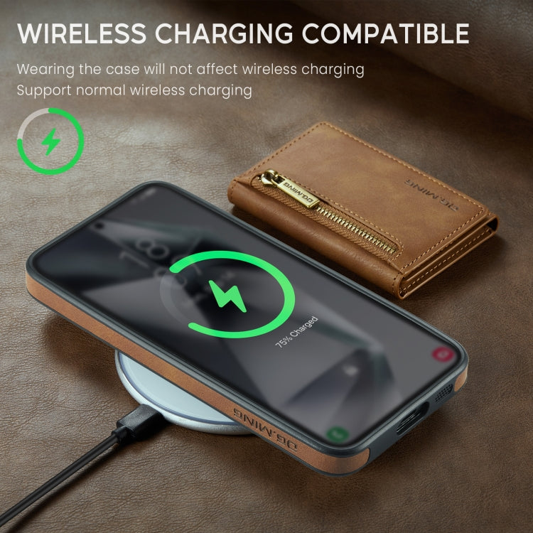 For Samsung Galaxy S24 FE 5G DG.MING M5 Series Zip RFID Multi Card Detachable Leather Phone Case(Brown) - free shipping - PMC Jewellery - Order now!