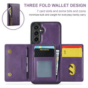 For Samsung Galaxy S24 FE 5G DG.MING M5 Series Zip RFID Multi Card Detachable Leather Phone Case(Purple)