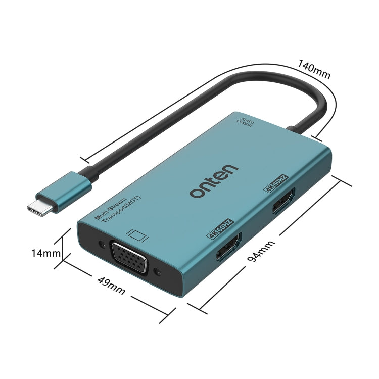 Onten M206 4K 60Hz 4 in 1 Type-C to Dual HDMI + VGA + 3.5mm Video Converter Adapter - free shipping - PMC Jewellery - Order now!