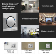 86mm Round LED Tempered Glass Switch Panel, Gray Round Glass, Style:Two Billing Control