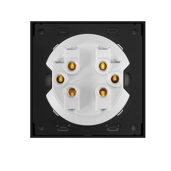 86mm Round LED Tempered Glass Switch Panel, Gray Round Glass, Style:Three Open Dual Control