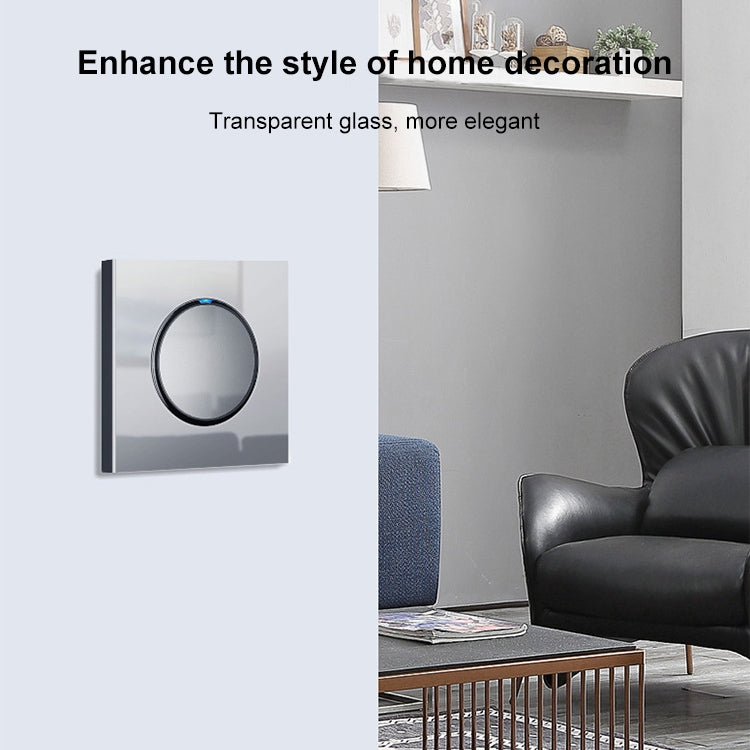 86mm Round LED Tempered Glass Switch Panel, Gray Round Glass, Style:Four Billing Control