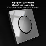 86mm Round LED Tempered Glass Switch Panel, Gray Round Glass, Style:One Open Multiple Control