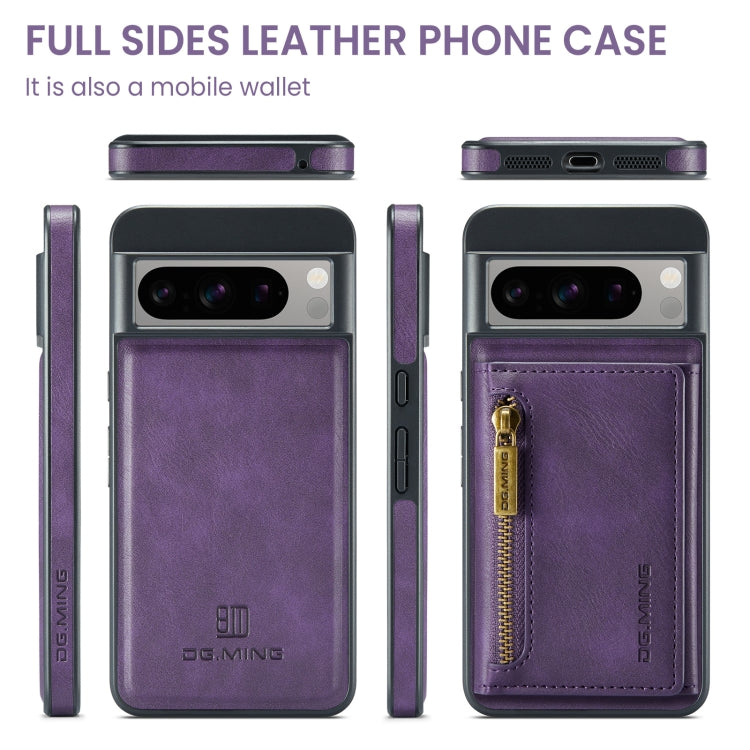 For Google Pixel 8 Pro DG.MING M5 Series Zip RFID Multi Card Detachable Leather Phone Case(Purple) - Google Cases by DG.MING | Online Shopping South Africa | PMC TechLife | Buy Now Pay Later Mobicred