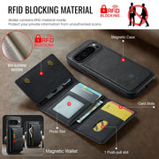 For Google Pixel 9 Pro XL DG.MING M5 Series Zip RFID Multi Card Detachable Leather Phone Case(Black)