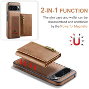 For Google Pixel 9 Pro XL DG.MING M5 Series Zip RFID Multi Card Detachable Leather Phone Case(Brown)