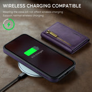 For Google Pixel 9 / 9 Pro DG.MING M5 Series Zip RFID Multi Card Detachable Leather Phone Case(Purple)
