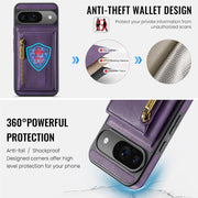 For Google Pixel 9 / 9 Pro DG.MING M5 Series Zip RFID Multi Card Detachable Leather Phone Case(Purple)