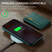 For Google Pixel 9 / 9 Pro DG.MING M5 Series Zip RFID Multi Card Detachable Leather Phone Case(Green)