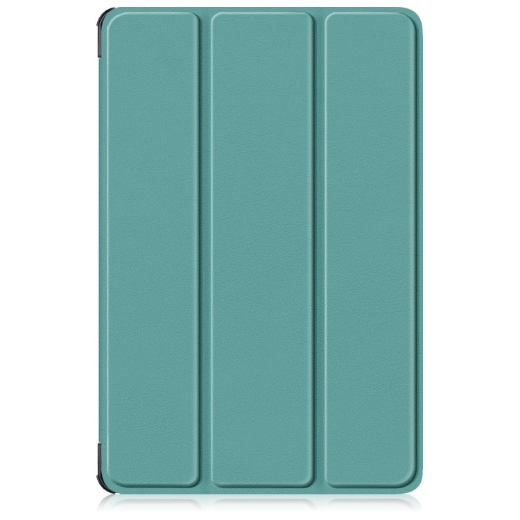 For Lenovo Tab M11/ Xiaoxin Pad 11 2024 Custer Texture 3-Fold Holder Leather Smart Tablet Case(Green)