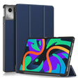 For Lenovo Tab M11/ Xiaoxin Pad 11 2024 Custer Pure Color 3-folding Leather Smart Tablet Case(Dark Blue) - Lenovo by PMC Jewellery | Online Shopping South Africa | PMC Jewellery | Buy Now Pay Later Mobicred