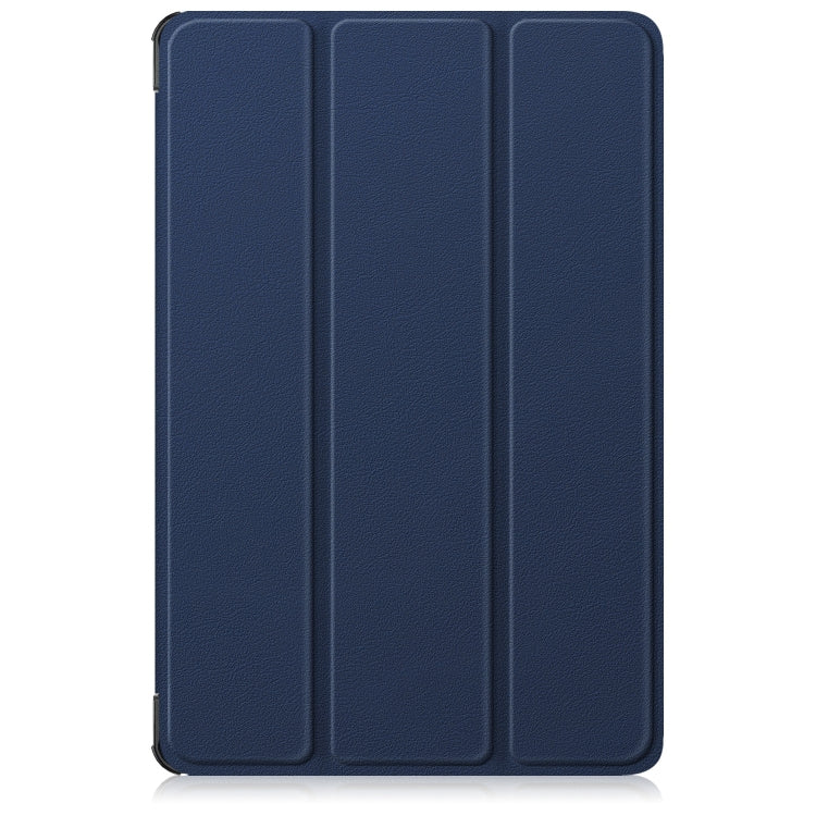 For Lenovo Tab M11/ Xiaoxin Pad 11 2024 Custer Pure Color 3-folding Leather Smart Tablet Case(Dark Blue) - Lenovo by PMC Jewellery | Online Shopping South Africa | PMC Jewellery | Buy Now Pay Later Mobicred