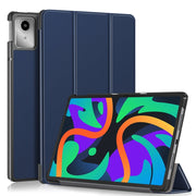 For Lenovo Tab M11/ Xiaoxin Pad 11 2024 Custer Pure Color 3-folding Leather Smart Tablet Case(Dark Blue)