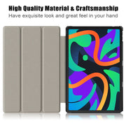 For Lenovo Tab M11/ Xiaoxin Pad 11 2024 Custer Pure Color 3-folding Leather Smart Tablet Case(Dark Blue)