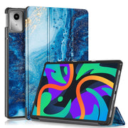 For Lenovo Tab M11/ Xiaoxin Pad 11 2024 Custer Painted 3-Fold Holder Leather Smart Tablet Case(Waves)