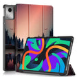 For Lenovo Tab M11/ Xiaoxin Pad 11 2024 Custer Coloured Drawing 3-folding Leather Smart Tablet Case(Sunset) - Lenovo by PMC Jewellery | Online Shopping South Africa | PMC Jewellery | Buy Now Pay Later Mobicred