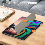 For Lenovo Tab M11/ Xiaoxin Pad 11 2024 Custer Coloured Drawing 3-folding Leather Smart Tablet Case(Sunset)