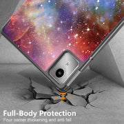 For Lenovo Tab M11/ Xiaoxin Pad 11 2024 Custer Coloured Drawing 3-folding Leather Smart Tablet Case(Milky Way)