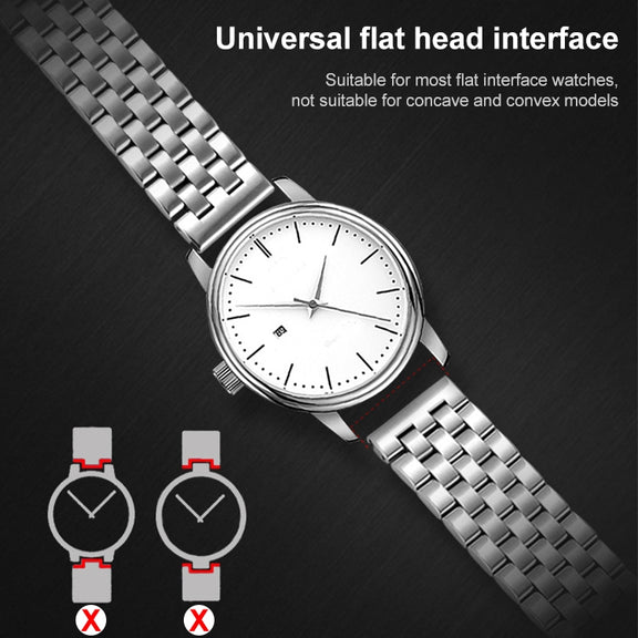 22mm Universal Five Beads Stainless Steel Watch Band(Silver Gold)