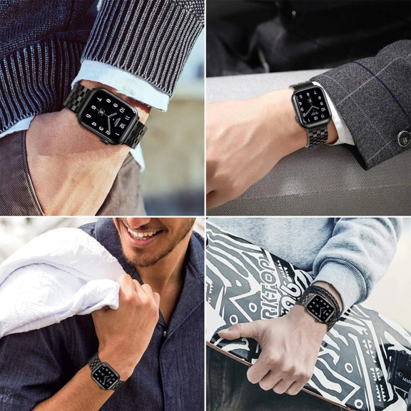 22mm Universal Five Beads Stainless Steel Watch Band(Silver)