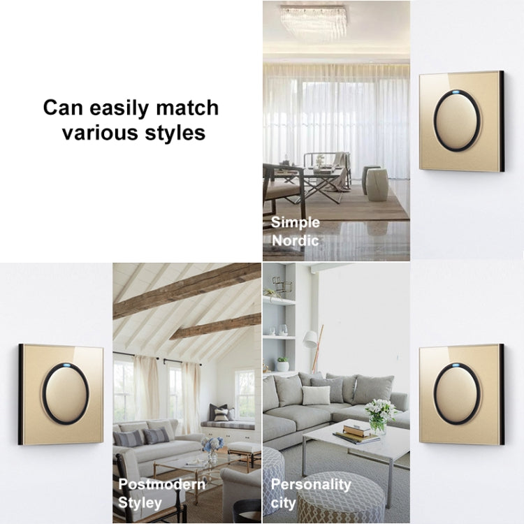 86mm Round LED Tempered Glass Switch Panel, Gold Round Glass, Style:Two Billing Control