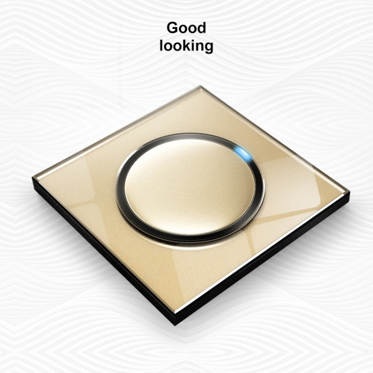 86mm Round LED Tempered Glass Switch Panel, Gold Round Glass, Style:Two Billing Control -  by PMC Jewellery | Online Shopping South Africa | PMC Jewellery | Buy Now Pay Later Mobicred