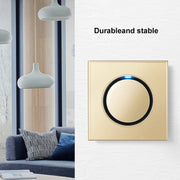 86mm Round LED Tempered Glass Switch Panel, Gold Round Glass, Style:Four Billing Control