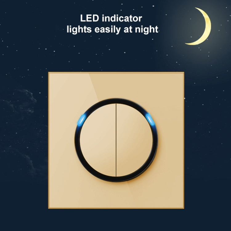 86mm Round LED Tempered Glass Switch Panel, Gold Round Glass, Style:Telephone Socket - Switch by PMC TechLife | Online Shopping South Africa | PMC TechLife | Buy Now Pay Later Mobicred