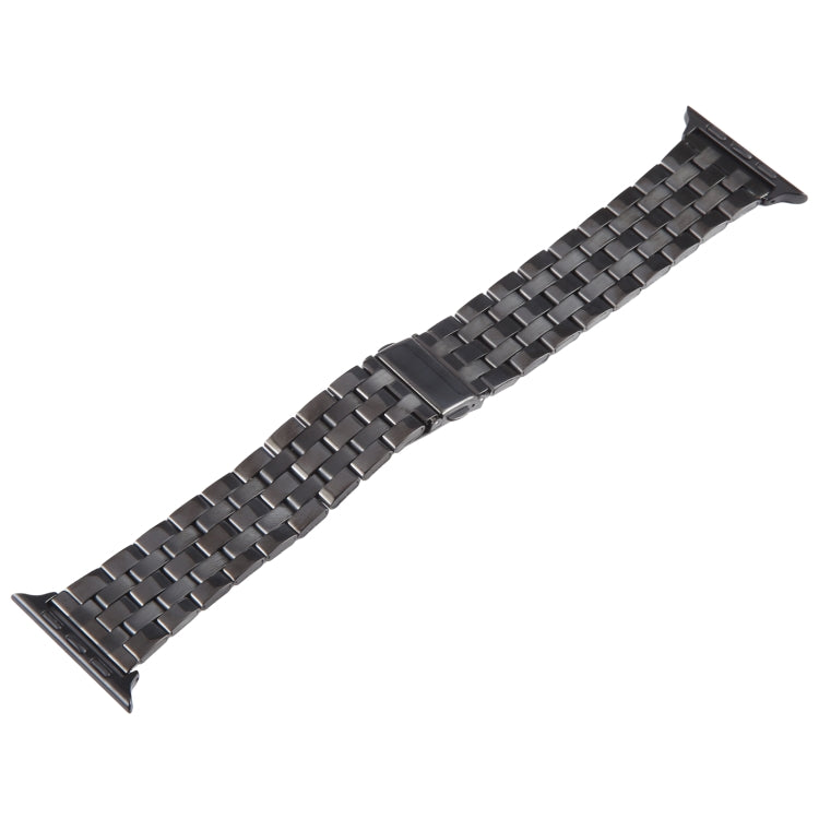 For Apple Watch SE 2023 44mm 22mm Ultra-thin Five Beads Stainless Steel Watch Band(Black) - Watch Bands by PMc TechLife | Online Shopping South Africa | PMc TechLife | Buy Now Pay Later Mobicred