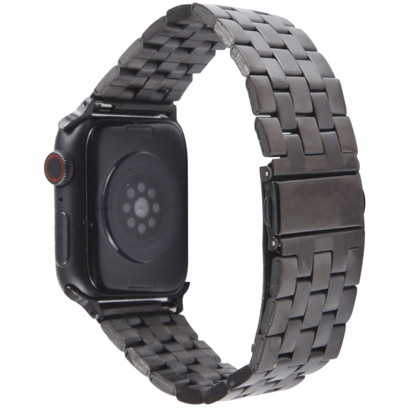 For Apple Watch Ultra 49mm 22mm Ultra-thin Five Beads Stainless Steel Watch Band(Black)