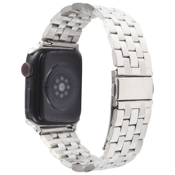 For Apple Watch SE 40mm 22mm Ultra-thin Five Beads Stainless Steel Watch Band(Silver)