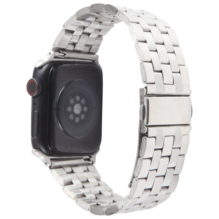For Apple Watch SE 40mm 22mm Ultra-thin Five Beads Stainless Steel Watch Band(Silver)