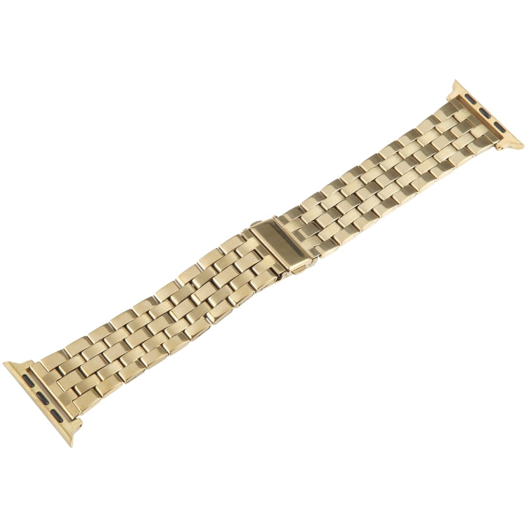 For Apple Watch SE 40mm 22mm Ultra-thin Five Beads Stainless Steel Watch Band(Gold)
