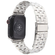 For Apple Watch SE 44mm 22mm Ultra-thin Five Beads Stainless Steel Watch Band(Silver)