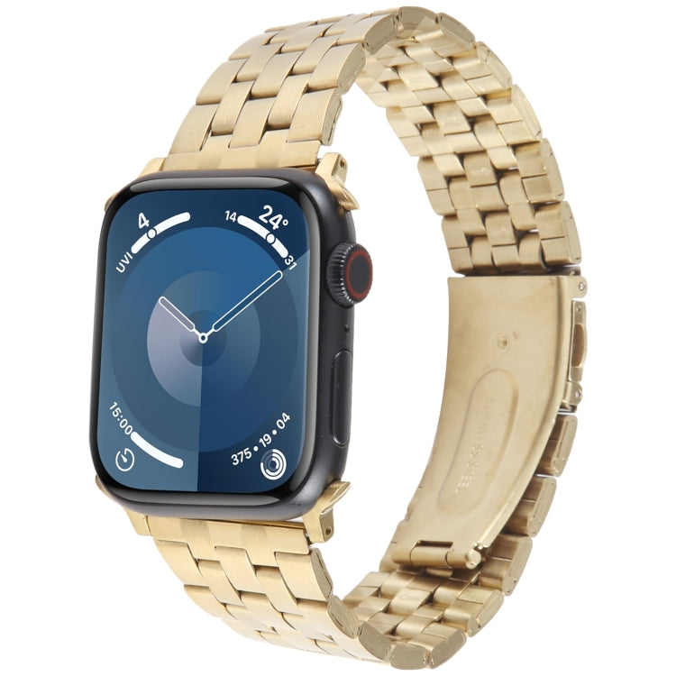 For Apple Watch SE 44mm 22mm Ultra-thin Five Beads Stainless Steel Watch Band(Gold) - free shipping - PMC TechLife - Order now!