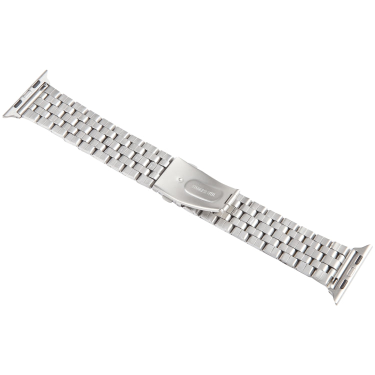 For Apple Watch Series 6 44mm 22mm Ultra-thin Five Beads Stainless Steel Watch Band(Silver Gold)